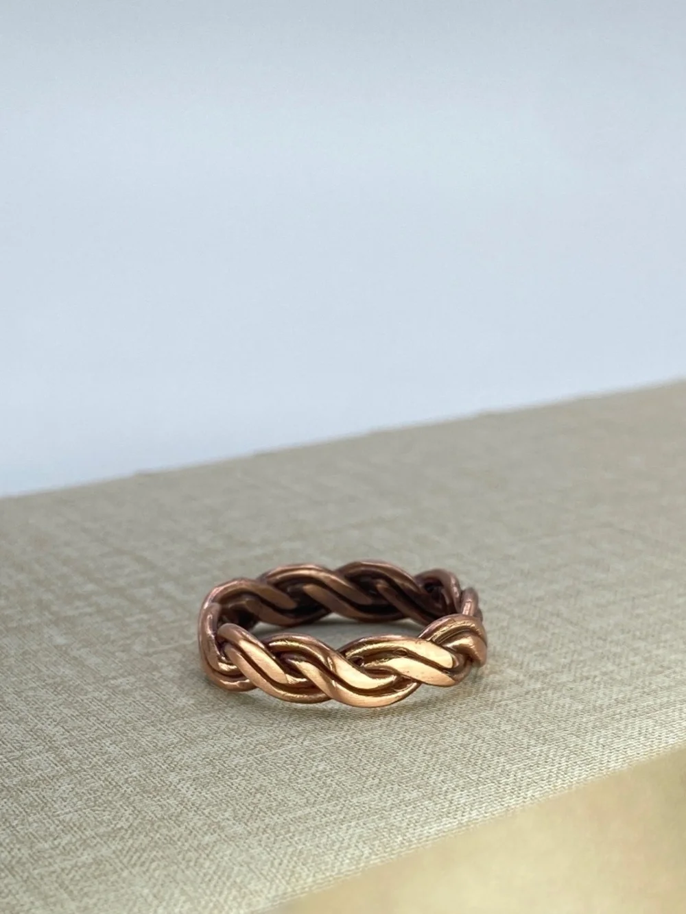 Handcrafted Solid Copper Braided Ring Artisan Woven Band Jewelry Size 10 OOAK